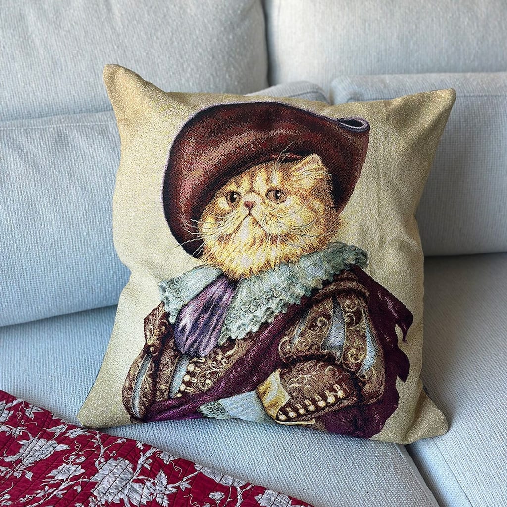 Aristocrat Porthos Tapestry Throw Pillow in Red
