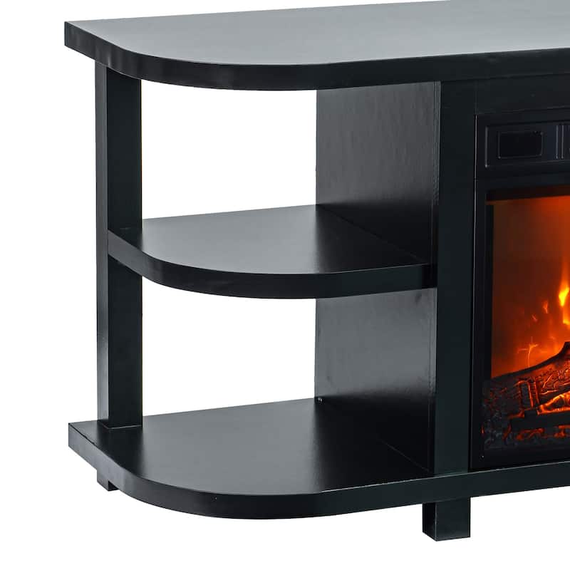 48" Modern Black Electric Fireplace TV Stands Media Console for TVs up to 55"