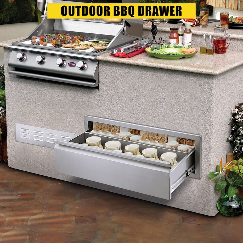 Outdoor Kitchen BBQ Access Drawers, 30W x 10H x 23D Inch - 30W x 10H x 23D Inch