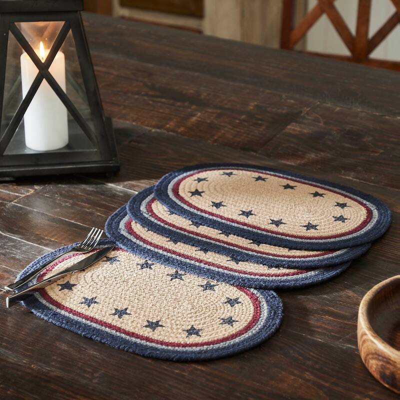 My Country Oval Placemat Stencil Stars 10x15 - 10x15 - Set of 4