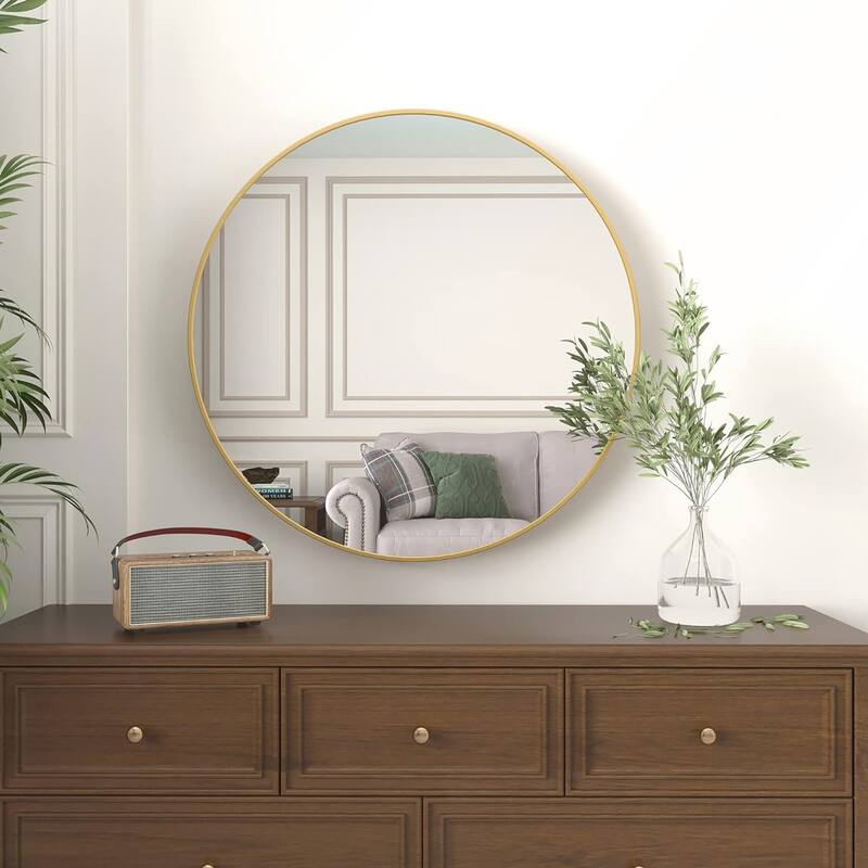32 Inch Metal Framed Round Bathrrom Mirror