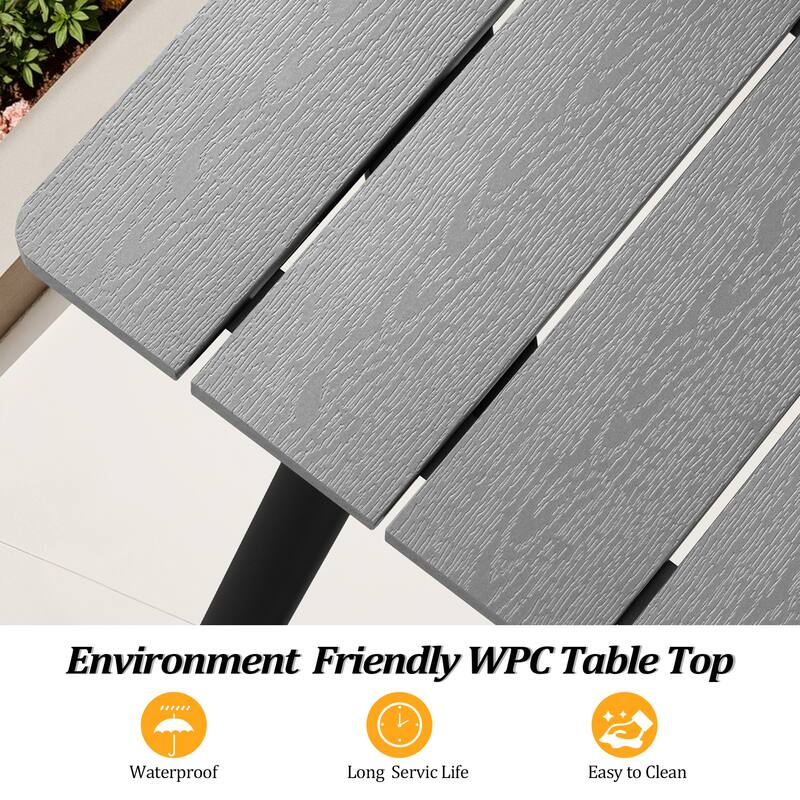 11PC Outdoor Patio Dining Set Aluminum Table with Folding Armchairs w/ Premium Market Umbrella Sets