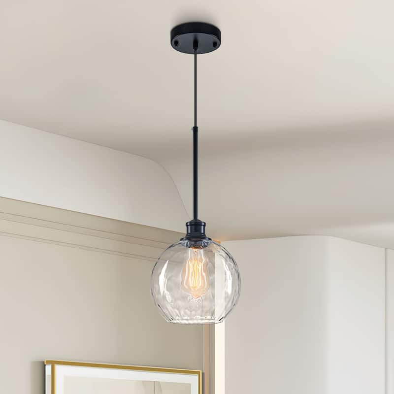 Starsky 1-Light 9in. Modern Globe Single Clear Glass Pendant Light