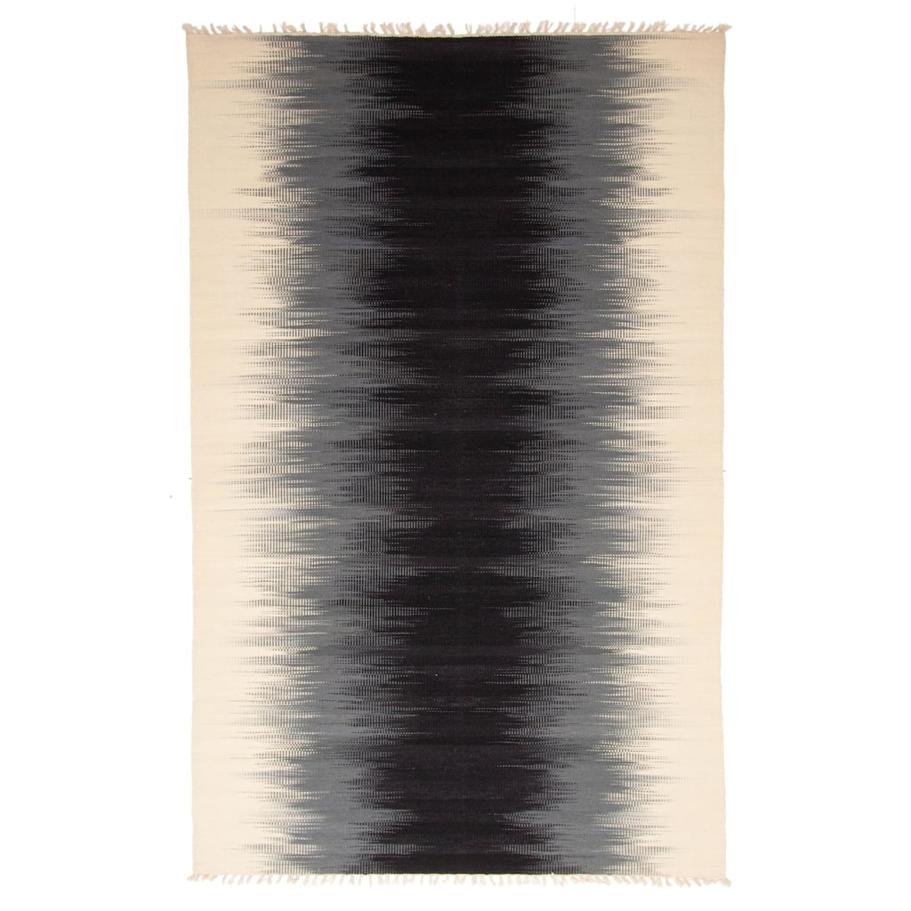 ECARPETGALLERY Flat-Weave Ankara FW Black Wool Kilim - 5'1 x 8'3