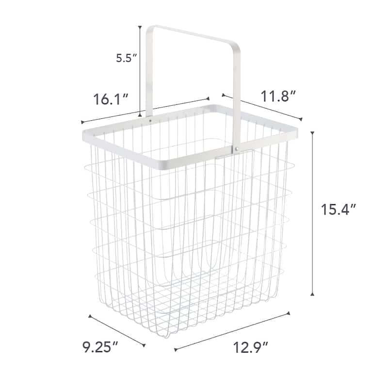 Yamazaki Home Wire Basket, Steel, 8.75 gallons, 33 liters, Holds 8.8 lbs - L 11.81 x W 16.14 x H 15.35 inches
