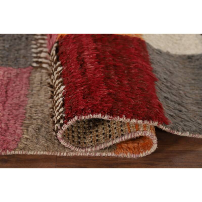 Hand Knotted Oriental 100% Wool Carpet Modern All-Over Multi-Colored Moroccan Area Rug - 9' 4'' X 5' 8''