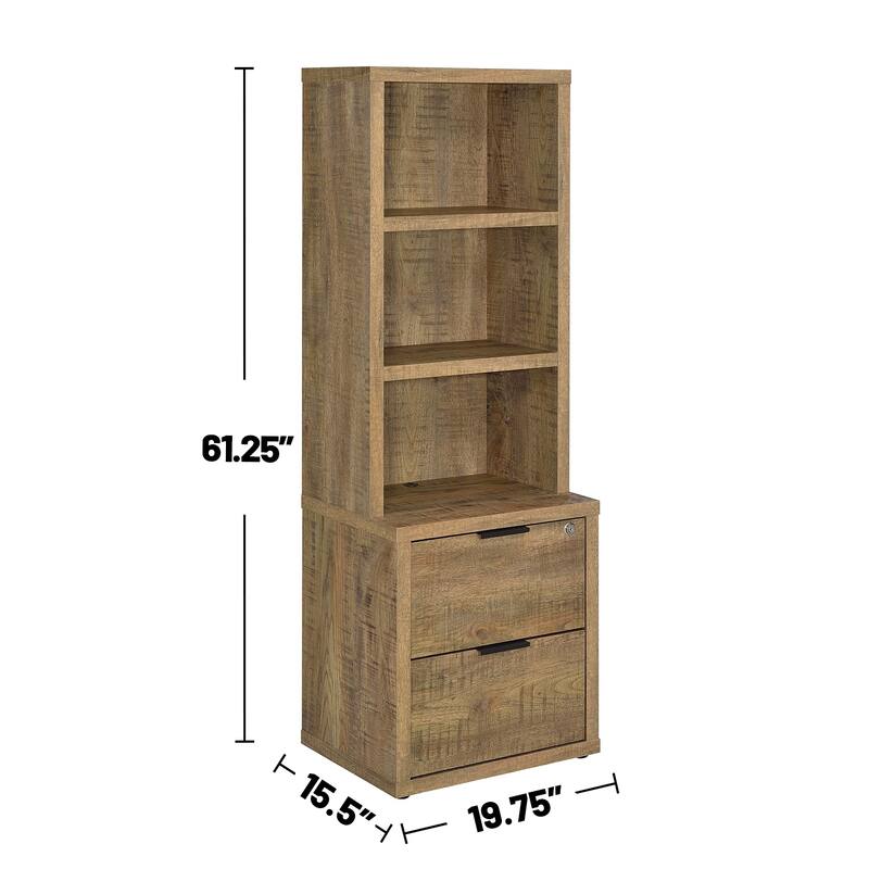 2 Drawers and 3 Open Shelves Wooden Bookcase
