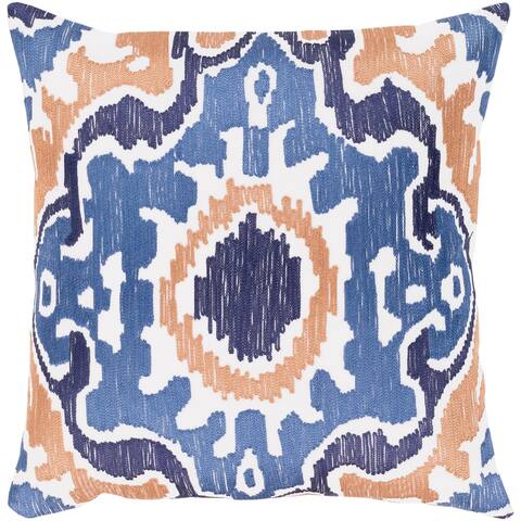Kaelea Modern Ikat Denim Feather Down or Poly Filled Throw Pillow 22-inch