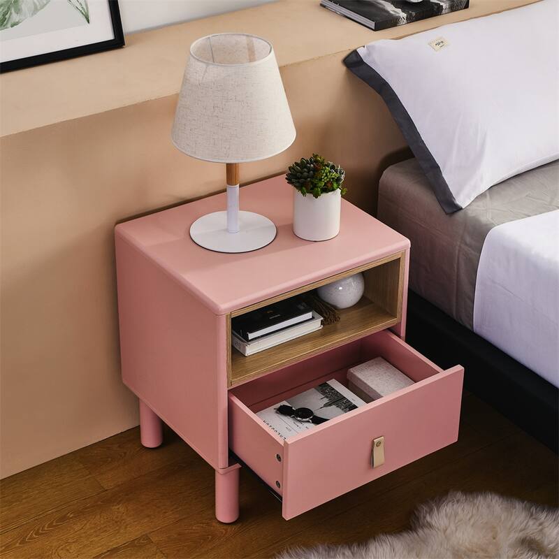 Modern Woode Bedside Table with Drawer and Legs