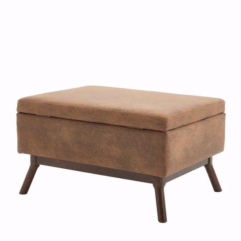 Mid-Century Modern Square Coffee Table with Storage Bench