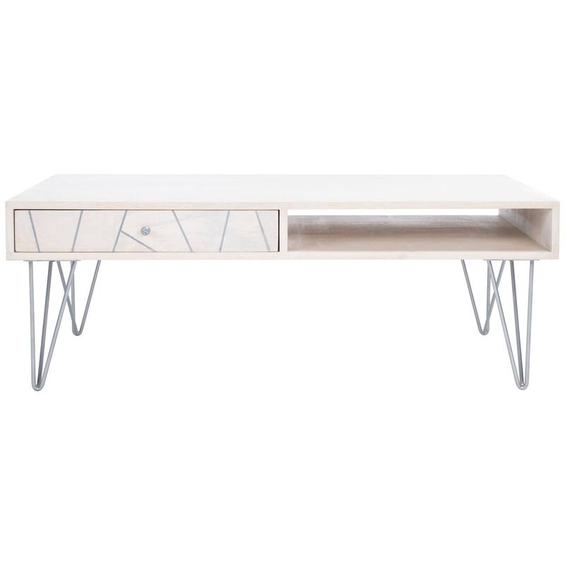 SAFAVIEH Nilgun 1-Drawer 1-Shelf Living Room Coffee Table - 43" W x 21.6" L x 16" H - 43Wx22Dx16H