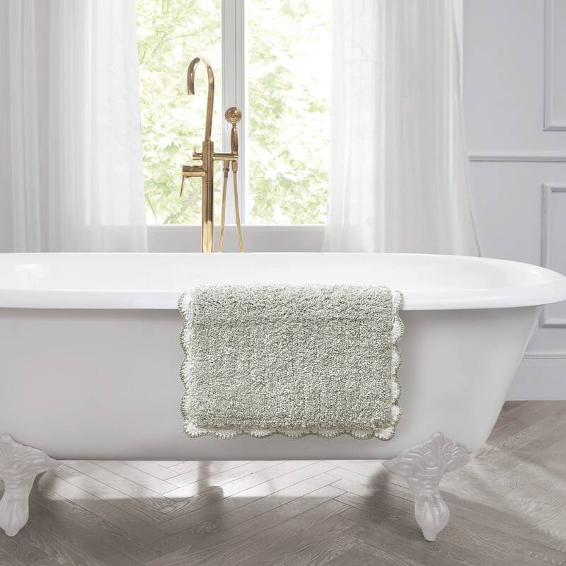 Laura Ashley Heathered Crochet Border Bath Rug