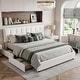 preview thumbnail 78 of 123, Javlergo Bed Frame with Storage Drawers Upholstered Platform Bed Frame with Adjustable Headboard White - King