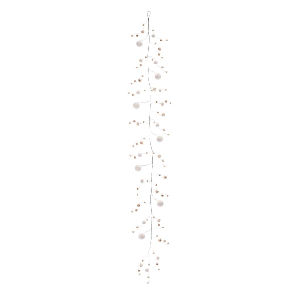 Bead and Puff Ball Artificial Christmas Garland - 5' x 7" - Unlit - Set of 2