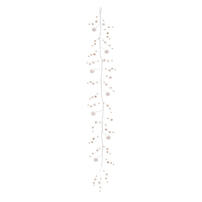 Bead and Puff Ball Artificial Christmas Garland - 5' x 7" - Unlit - Set of 2