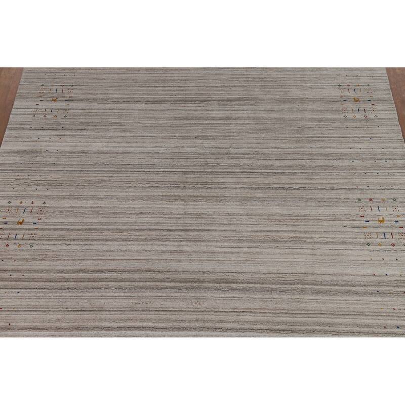 Striped Gabbeh Oriental Area Rug Handmade Wool Carpet - 7'9" x 9'8"