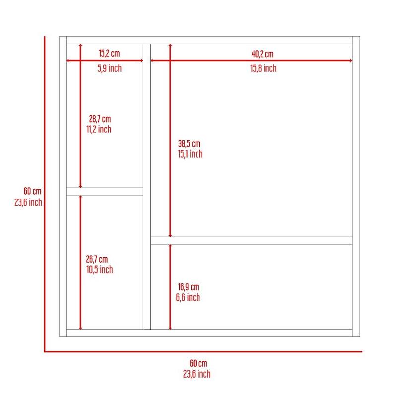 Medicine Cabinet, Four Internal Shelves, Single Door