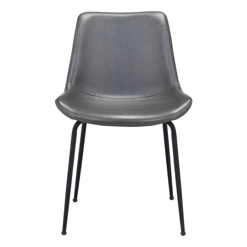 HomeRoots Set of Two Gray And Black Upholstered Faux Leather Dining Side Chairs - 19.7