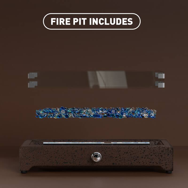 COSIEST Travertine Outdoor Patio Tabletop Fire Pit