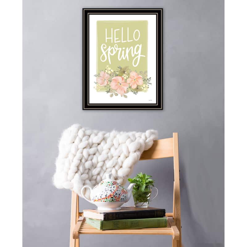 TrendyDecor4U Contemporary "Hello Spring Floral" Framed Print Wall Art