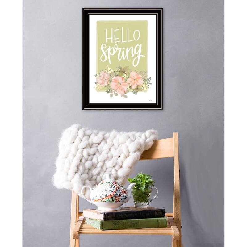 TrendyDecor4U Contemporary "Hello Spring Floral" Framed Print Wall Art