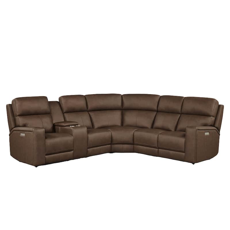 38.5" W Top Grain Leather Dual-Power Recliner with Zero Gravity, USB & Type-C Charging - Brown