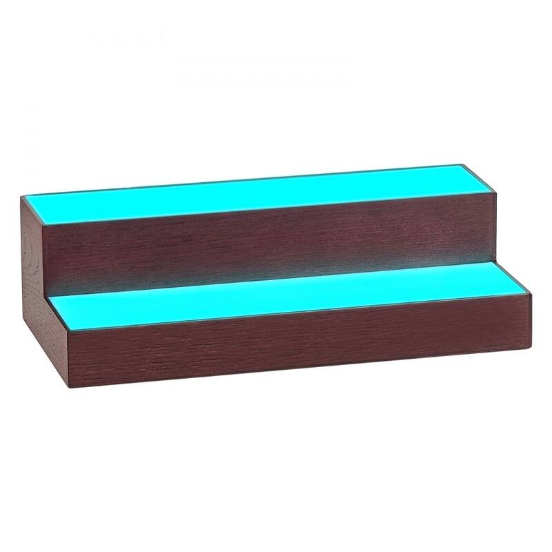 Multi-Color Acrylic and Pine Wood 2-Tier Wine Display Shelf with LED Lighting and Remote Control - 16 Inch