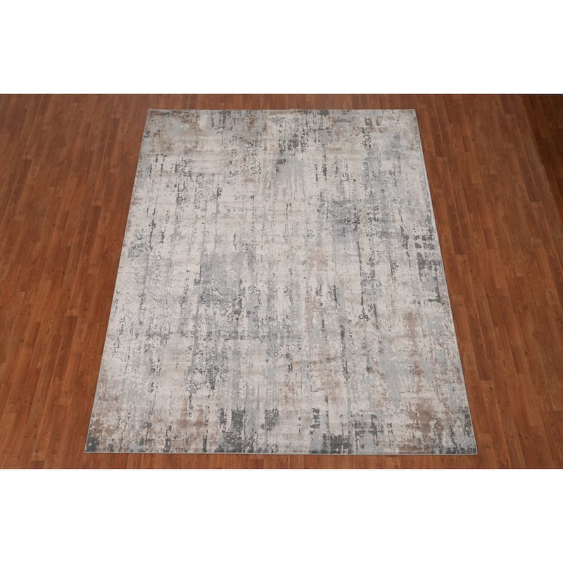 Reproduction Modern Turkish Textured Neutral Abstract Pattern Area Rug - 10' 0'' X 7' 11''