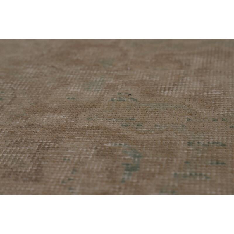 Distressed Beige Tabriz Persian Vintage Rug Hand-Knotted Wool Carpet - 9'1"x 11'9"
