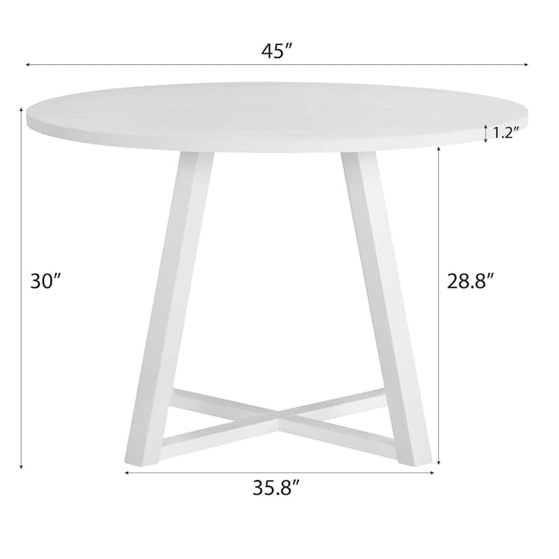 Trestle Dining Table Set with 4 White Upholstered Side Chairs