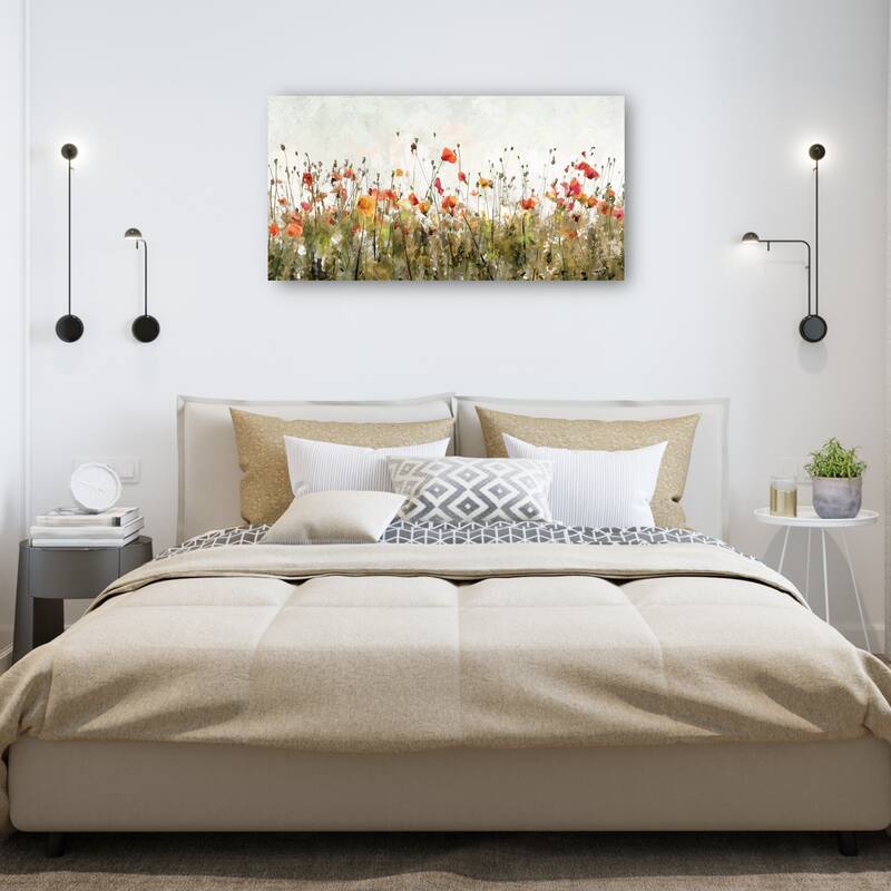 Poppy Parade on White By Studio Arts Canvas Art Print