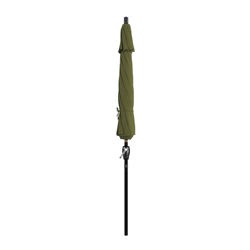 California Umbrella 9' Rd. Aluminum Patio Umbrella, Crank Lift with Push Button Tilt, Black Finish, Pacifica Fabric