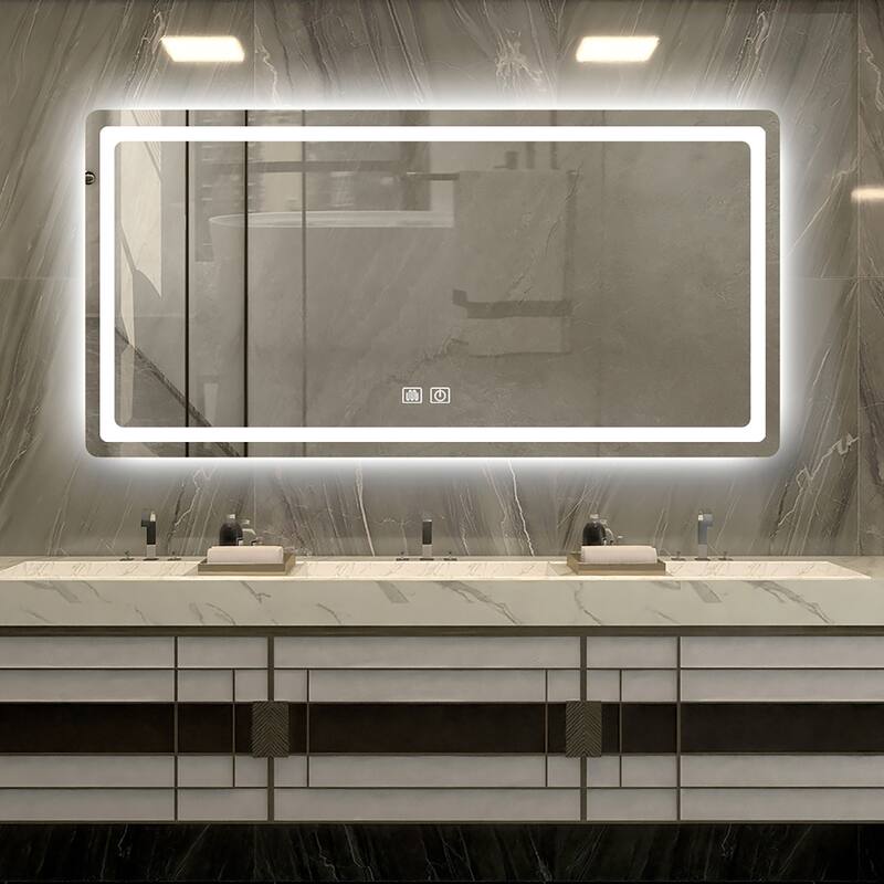 28/32/36/48/56 Inch Rectangular Frameless Anti-Fog Wall Mounted LED Bathroom Vanity Mirror