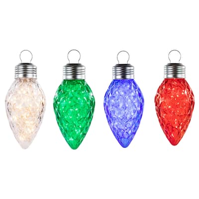 4 Count LED Multi-Color Giant C9 Faceted Twinkle Christmas Lights 12 ft White Wire - 12'