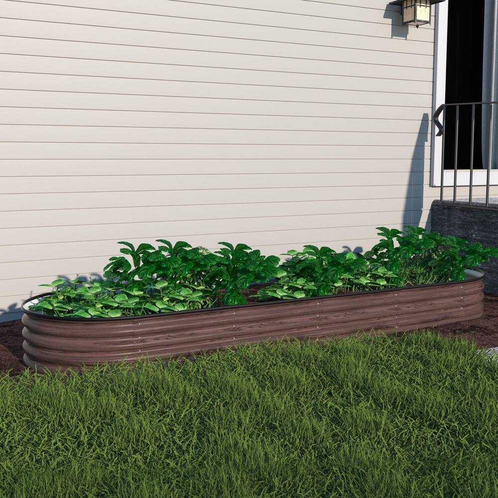 VEIKOUS 8 ft. x 2 ft. x 1 ft. Metal Galvanized Raised Garden Bed 9-in-1 Planter Box for Outdoor Gardening