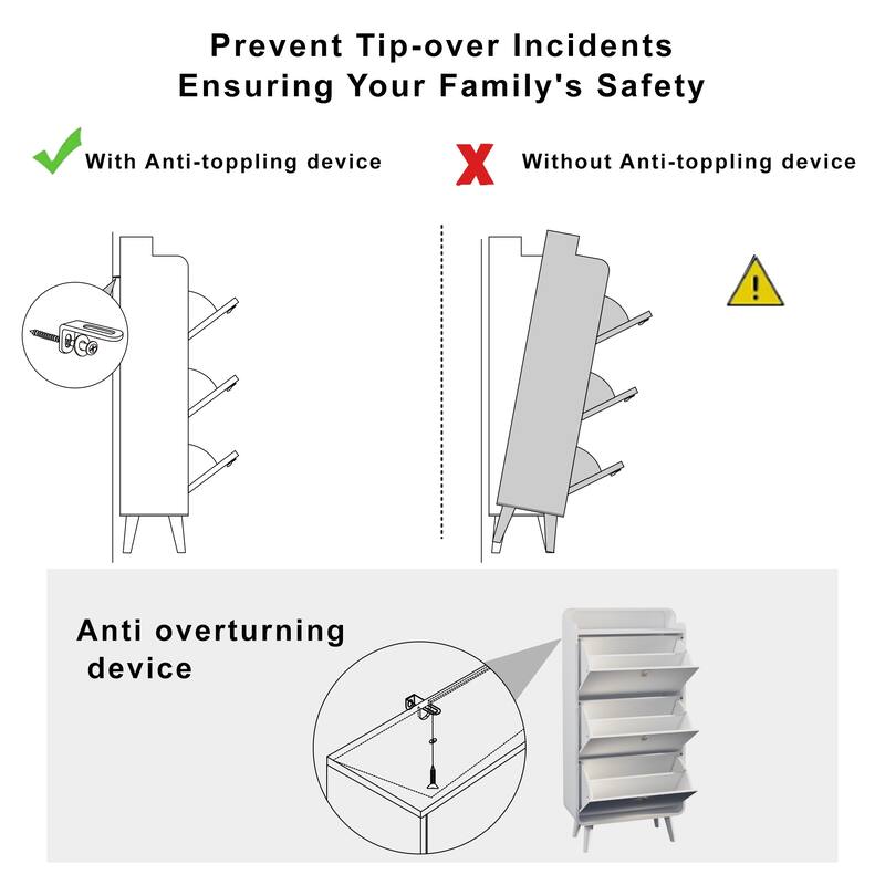 Compact Shoe Rack Storage Cabinet with 3 Drawers, Durable MDF Design for Entryways, Hallways and Apartments Organization