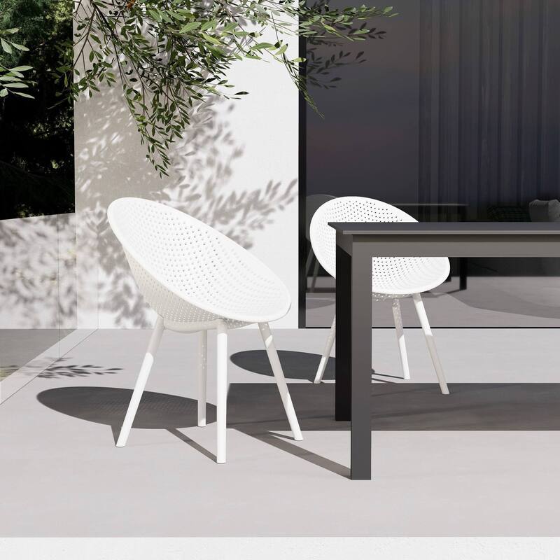 Modern Plastic Dining Chair Plastic Legs with Breathable Perforated Egg Shaped Seat for Indoor/Outdoor Use