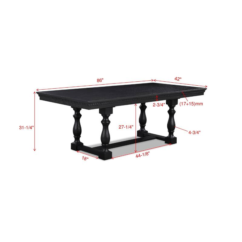 Transitional Rustic Trestle Dining Table 1pc Wooden Solid Wood Wooden Dining Table Dark Finish Rectangular Black Table