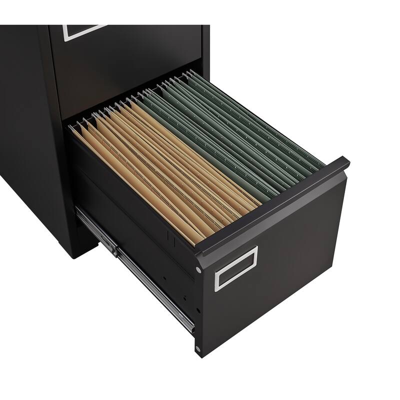 Modern 2-Drawer Filing Cabinet, Vertical File Cabinet with Lock and Silent Slide Rail Adjustable Rod, for Home Office