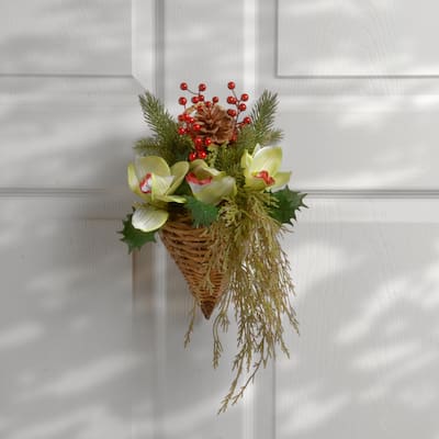 National Tree Company 11 in. Cymbidium Flower Wall Basket - 11 IN