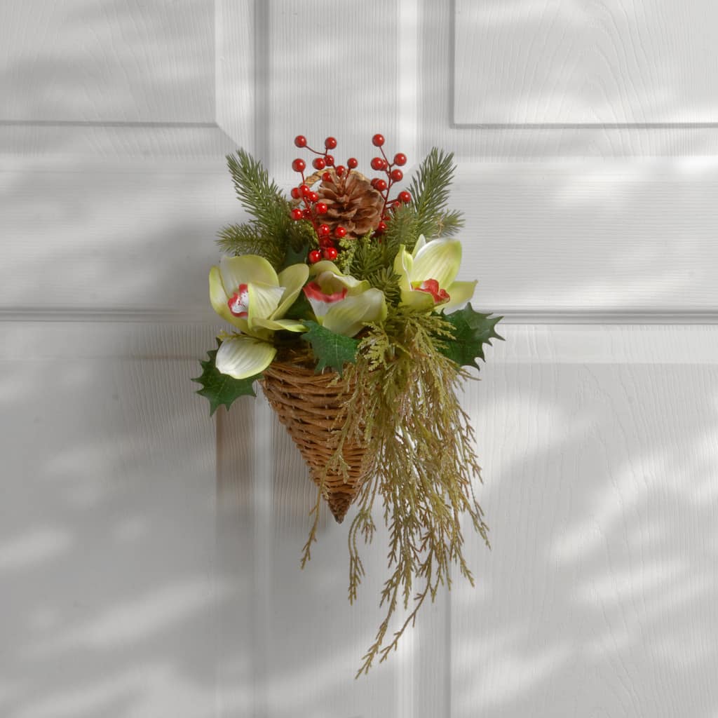 National Tree Company 11 in. Cymbidium Flower Wall Basket - 11 IN