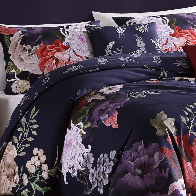 Bebejan Deep Purple Garden 100% Cotton 5-Piece Reversible Comforter Set