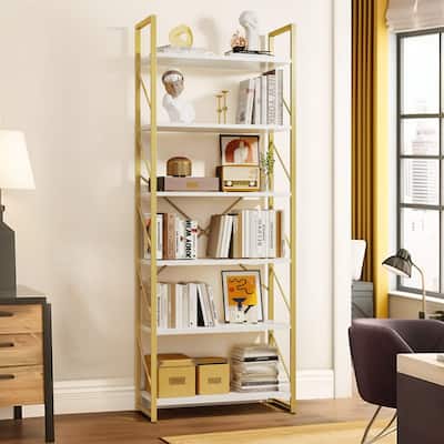 Moasis 6-Tier Bookshelf Open Storage Display Rack Industrial Bookcase