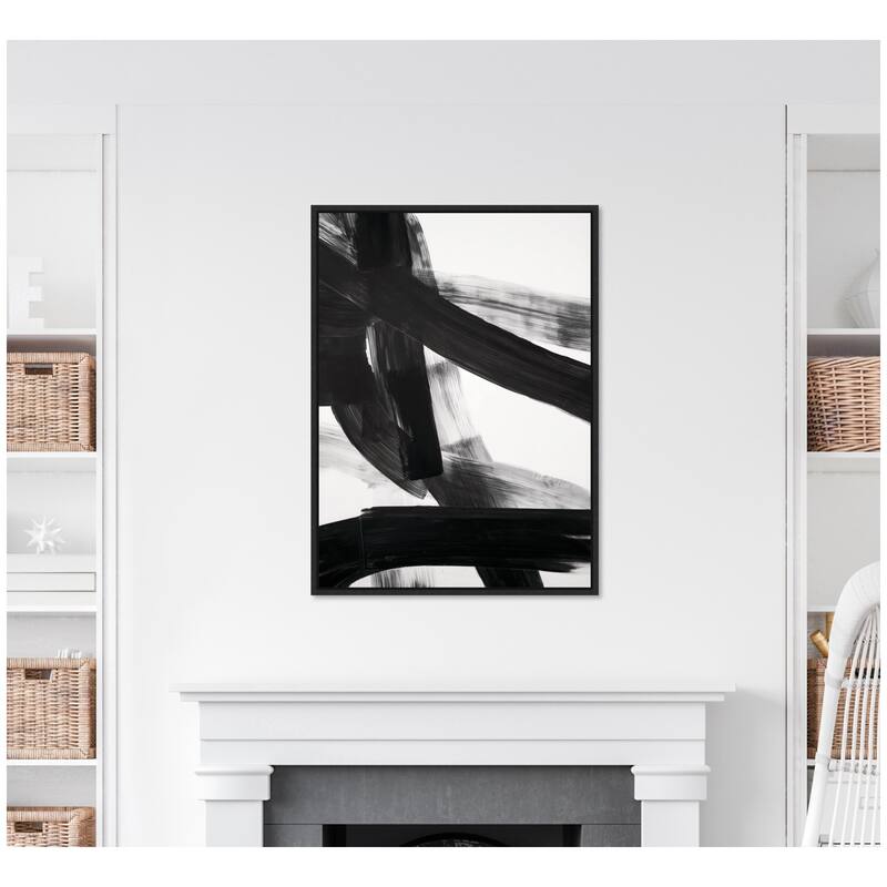 Kate and Laurel Black Mark No. 1 by Amy Lighthall Framed Canvas Wall Art Print