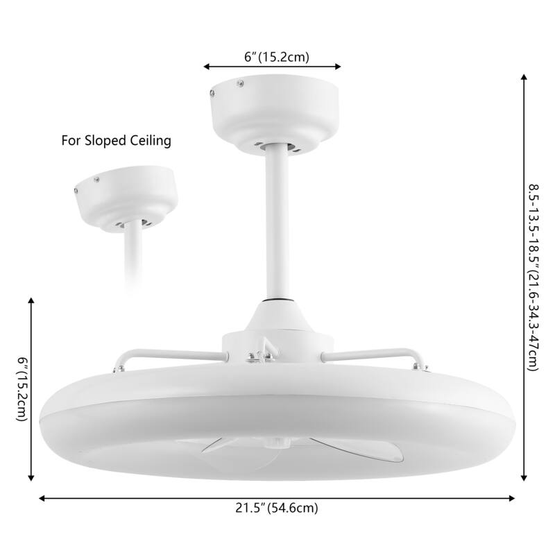 21.5" Smart LED Ceiling Fan - 6-Speed, Dimmable, Remote/App Control - 21.5