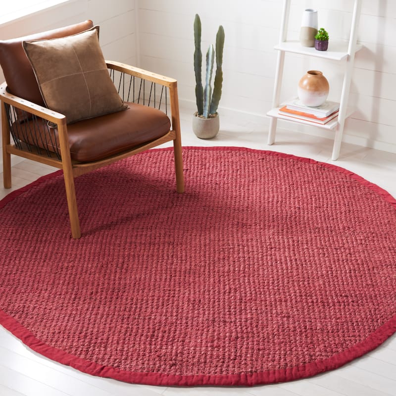 SAFAVIEH Handmade Natural Fiber Leyla Jute Rug - 7' Round - Red