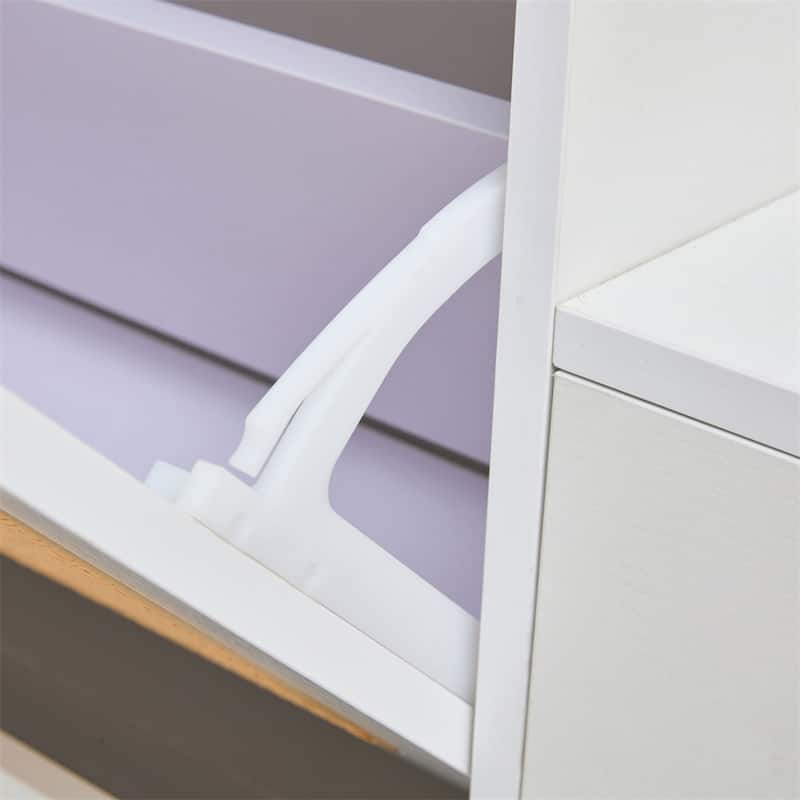 Modern Wood Minimalist Rattan Shoe Cabinet with Legs