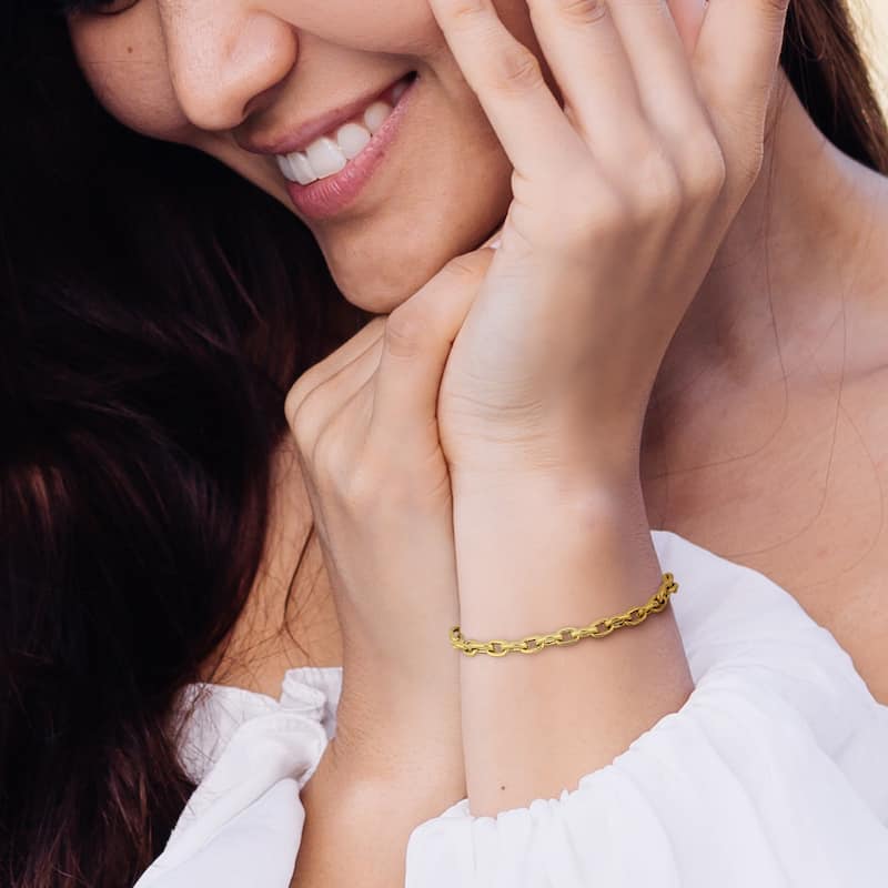 Miadora 7.5mm Fancy Oval Link Bracelet 14K Yellow Gold