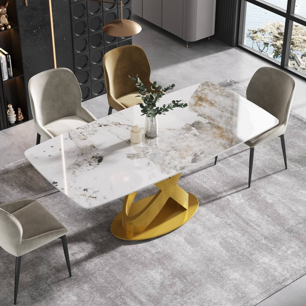 71'' Modern Rectangular Sintered Stone Dining Table for 8