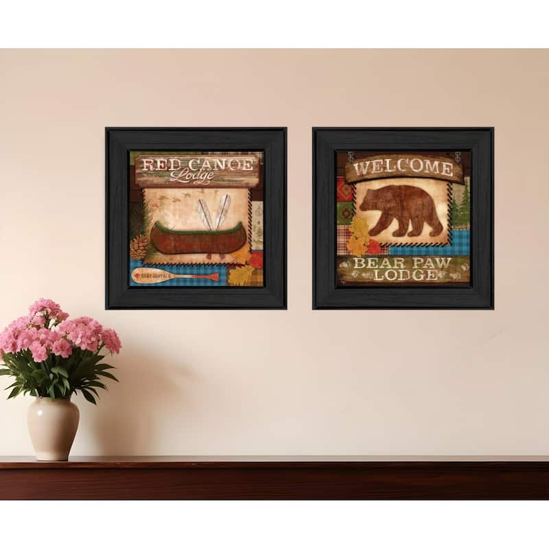 HomeRoots Set Of Two Lodge Ii Black Framed Print Wall Art